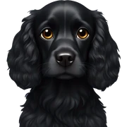 Small completely black spaniel with black fur on his whole face and white fur only on his chest sticker