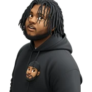 black hoodie with beard sticker