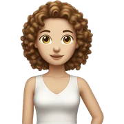 white girl with brown curly hair sticker