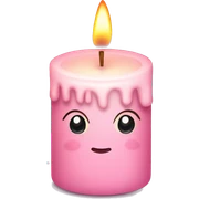 Pastel Pink Candle "A pastel pink candle with a glowing flame, surrounded by swirling sparkles and tiny floating heart-shaped lights." sticker