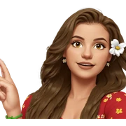 smiling girl with flower hair sticker