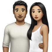 White skin Couple together having black hair sticker