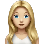 a girl with long dark blond hair, blue eyes sticker