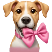 Dog with tongue out and a little pink  bow on his neck sticker