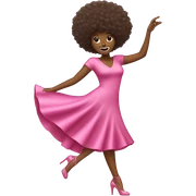 Woman dancing on high heels pink dress and pink shoes  afro hair  sticker