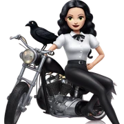 Jeffery New York Lingerie Barbie Wednesday Addams from academy riding hot rod bikes with crows sticker