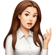 female, wearing white shirt, long brown hair sticker