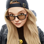 smiling girl with sunglasses sticker