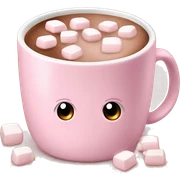 Light Pink mug of hot chocolate with marshmallows  sticker