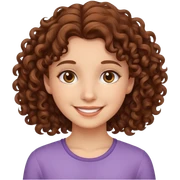 smiling girl with brown curly hair sticker