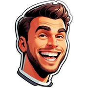 Giga chad guy with extreme smile  sticker