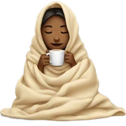 girl inside a blanket sipping coffee eyes closed sticker