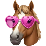 horse with pink heart sunglasses sticker