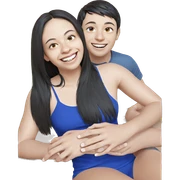 couple smiling in the sun sticker