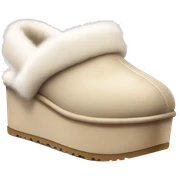 Beige colored Ugg slipper platforms with white fur  sticker