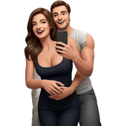 couple selfie on the bed sticker