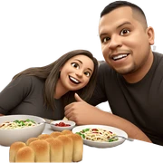 smiling couple enjoying meal sticker