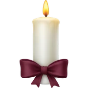 white candle with burgundy bow  sticker