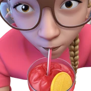 girl with braids and drink sticker