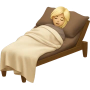 Blonde woman sleeping from her side with a brown cozy blancket sticker