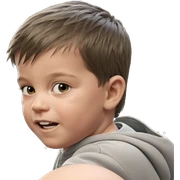 boy by christmas tree sticker