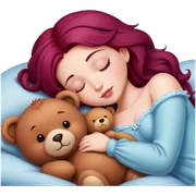 Beautiful Burgundy haired princess sleeping with teddy bear sticker