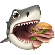 shark eating meat sticker