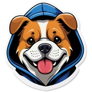 Dog wearing hood sticker