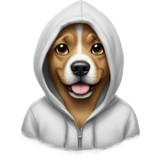 Dog wearing a hoodie sticker