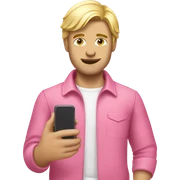 Blond guy with smartphone and pink outfit sticker