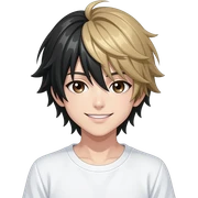 L der Anime Charakter von death note er hat schwarzr haare nd blond er hat braune augen sehr blasse haut weißes t-shirt eine person er lächelt nich sticker