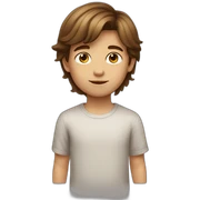 Little boy long brown hair sticker