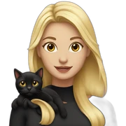 blond woman and black cat sticker