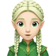 braid hair white elf, green cloth sticker