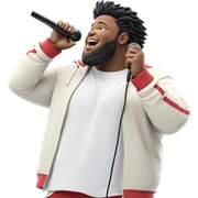 smiling man with microphone sticker
