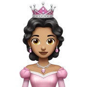 PRINCESS WITH WHITE SKIN, LONG VOLUMOUS BLACK HAIR, WITH PRINCESS CROWN, WITH PINK PRINCESS OUTFIT diamonds sticker