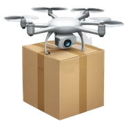 A drone which is transporting a parcel sticker