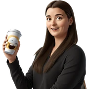 smiling girl with coffee cup sticker