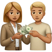 Hand 1, gives Money to other hand with clothes in hand sticker