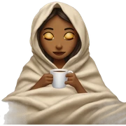 girl inside a blanket sipping coffee eyes closed sticker