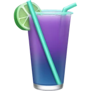 teal and mint color drink, purple straw sticker