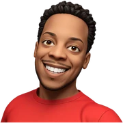 smiling boy in red shirt sticker