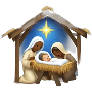 Nativity scene, baby on a manger, Mary and Joseph sticker
