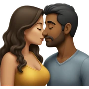 Thick brunette woman kissing Indian man  sticker