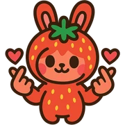 strawberry bunny making finger hearts, vibrant-toon style sticker