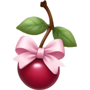 cherry wrapped in pale pink bow sticker