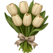 Beige tulips with a taupe bow holding bouquet together sticker