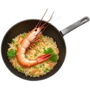shrimp making shrimp fried rice in a wok sticker