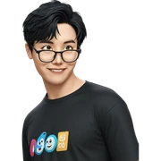 smiling boy in black shirt sticker