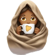 girl inside a blanket sipping coffee eyes closed sticker
